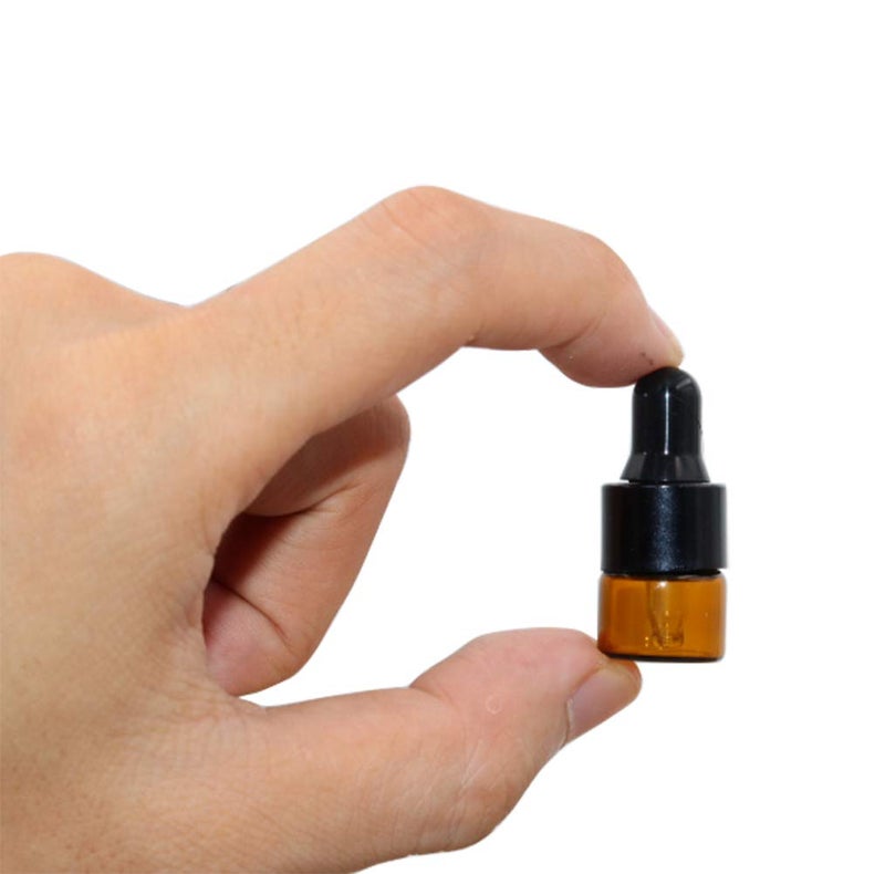 Furnido 120 Pack,1ml Amber Glass Dropper Bottle,Small Glass Sample Dropper Vial For Essential Oils With Pure Glass Eye Dropper&Aluminum caps,Aromatherapy Perfume Container Liquid Bottles-Pipette&Funnel free - Image 5